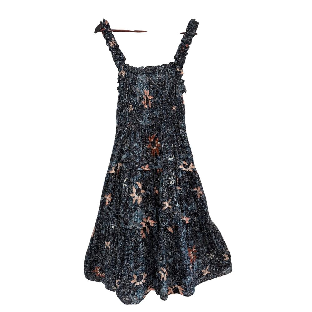 Ulla Johnson Annisa Floral Ruffle Midi Dress Size 6 Smocked Summer Boho - Picture 2 of 12